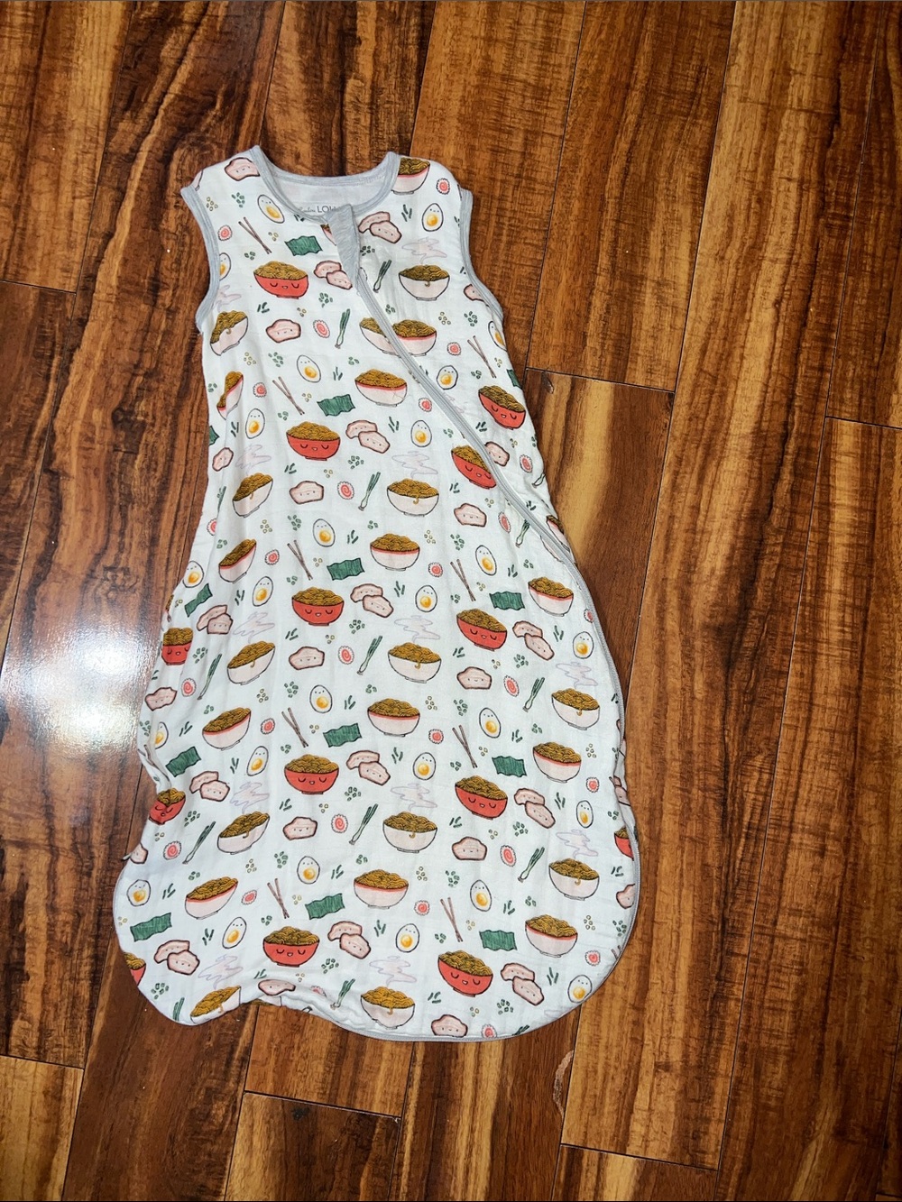 Sleeveless White Kids Sleep Sack with Colorful Food Print